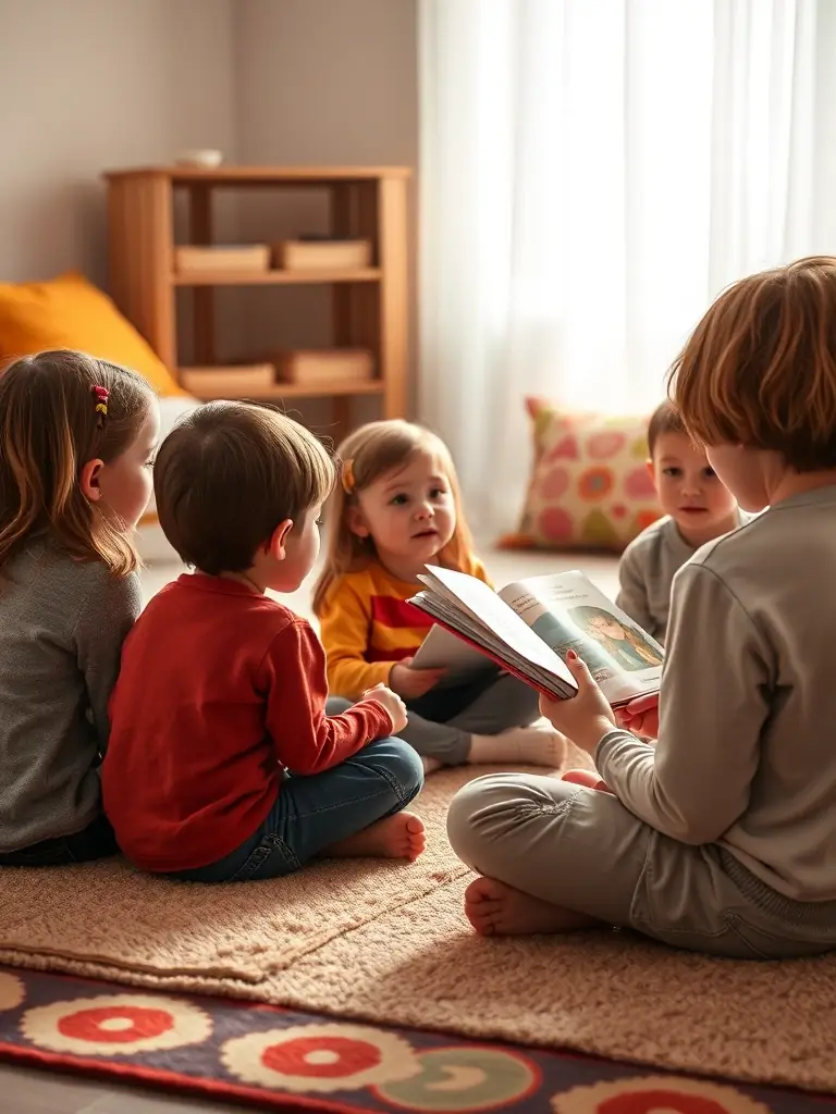 A photograph of children participating in an interactive storytelling session at a BSCPS BOSCORPS event, emphasizing the organization's dedication to engaging young audiences and promoting literacy.